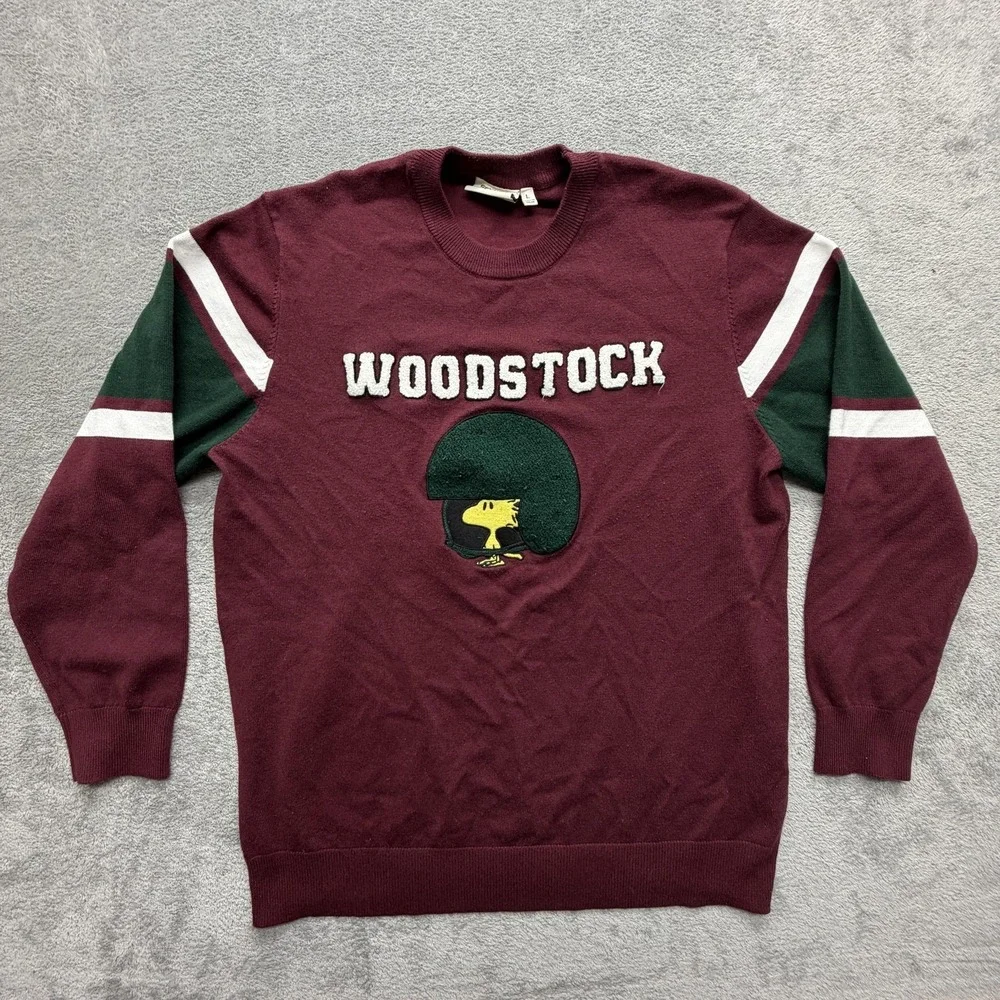 Aeropostale Sweater Mens Large Red Woodstock‎ Peanuts Graphic Pullover Crewneck